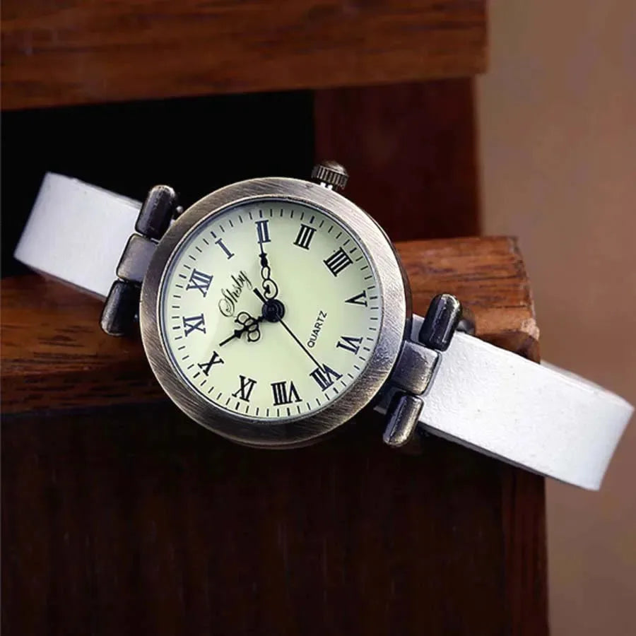 luckacco shsby new fashion hot-selling female antique bronze leather watch roma vintage watch women dress watches