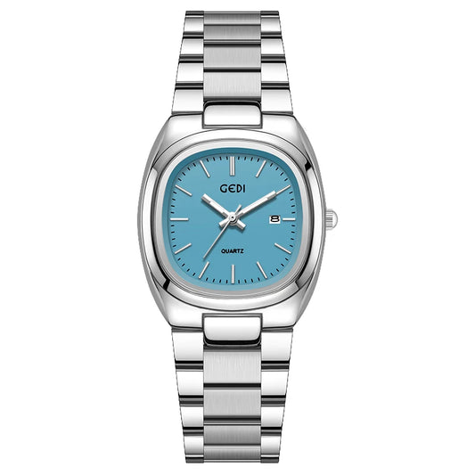 Luckacco Simple dual calendar women's watch high value solid steel waterproof watch ladies niche oval quartz watch