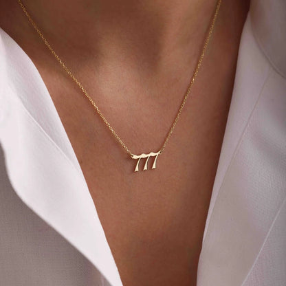 Luckacco Personalized Gold Angel Number Necklace Lucky Number 111 222 333 444 555 666 777 888 999 Silver Number Pendant Gift for Her