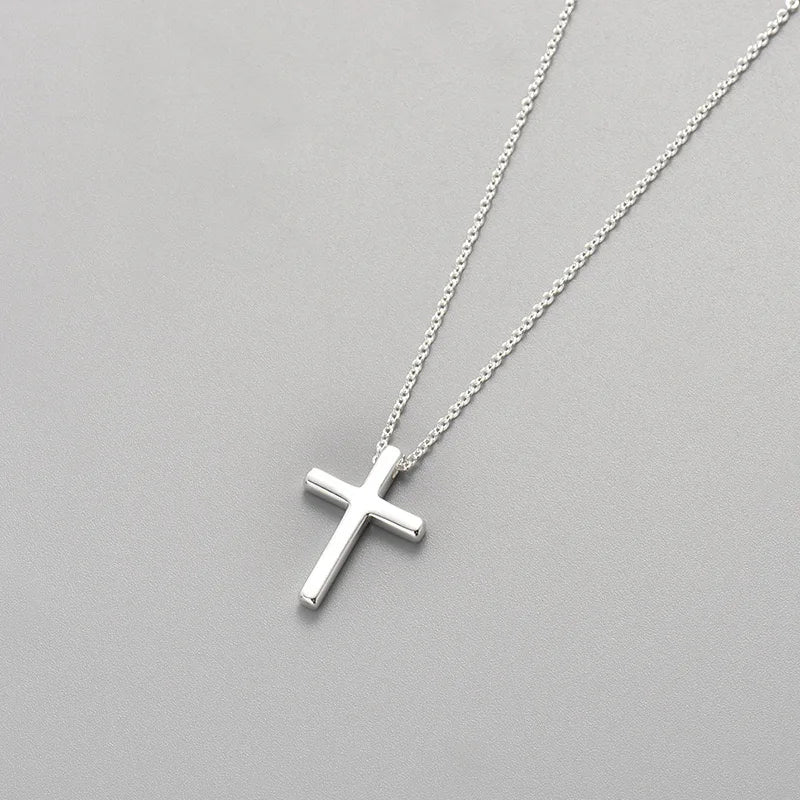 luckacco 925 sterling silver necklace for women adjustable simple cross shape necklace o-chain choker necklaces birthday gift chocker