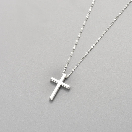 Luckacco 925 Sterling Silver Necklace For Women Adjustable Simple Cross Shape Necklace O-Chain Choker Necklaces Birthday Gift Chocker