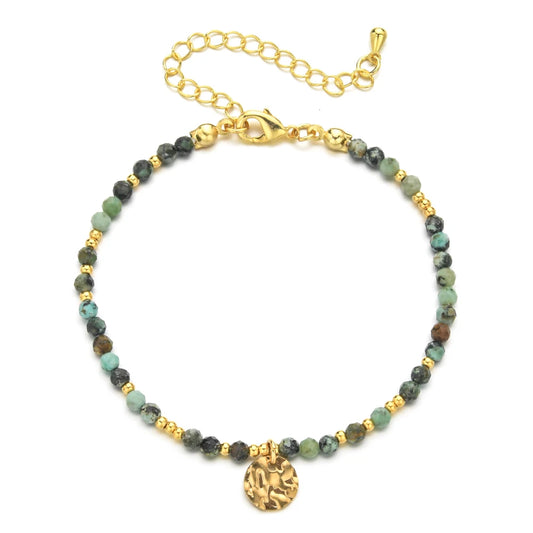 Luckacco shop's pick Thin Natural Stone African Turquoises Beads Bracelet Women Bohe Colorful Energy Yoga Meditation Strand Bracelets Friendship