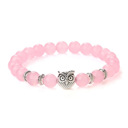 Luckacco Vintage Owl Charm Bracelets & Bangles For Men Women Natural Lava Stone Malachite Beads Couple Bracelets Friendship Jewelry Gifts