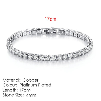 Luckacco Fashion Multicolor Tennis Bracelet for Women 2.5/3/4/5mm Zirconia Charm Designer Tennis Chain Men Bracelet Wedding Jewelry KC128
