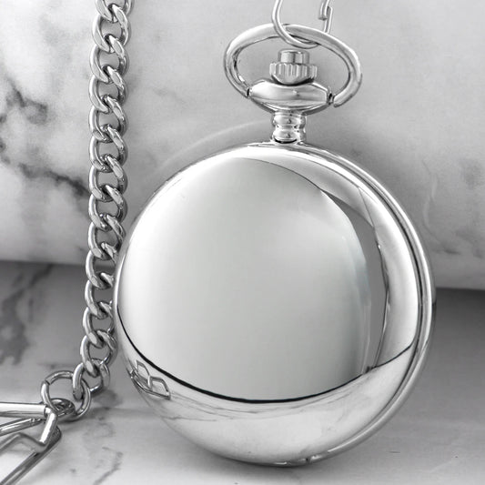 Luckacco All Hunters Retro Silver Smooth Quartz Pocket Watch For Men Women Steampunk Necklace With Chain