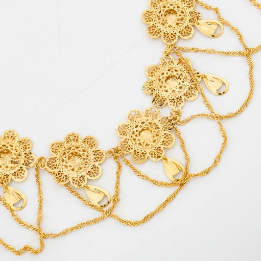 Luckacco African 18k Gold Color Jewelry Set for Women Flower Design Necklace and Earrings 2Pcs Set for Weddings Party Jewelry Dubai Gift