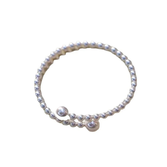 Luckacco French Vintage Pearl Bracelet Simple Acrylic Ball Adjustable Cuff Bracelet For Women Fashion Jewelry