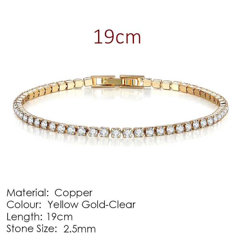 luckacco fashion multicolor tennis bracelet for women 2.5/3/4/5mm zirconia charm designer tennis chain men bracelet wedding jewelry kc128