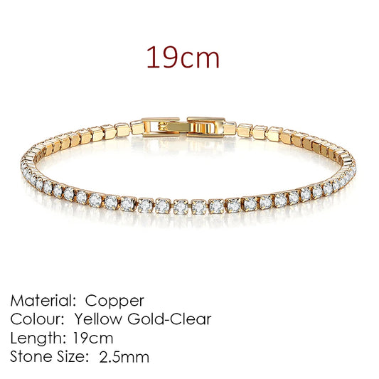 Luckacco Fashion Multicolor Tennis Bracelet for Women 2.5/3/4/5mm Zirconia Charm Designer Tennis Chain Men Bracelet Wedding Jewelry KC128