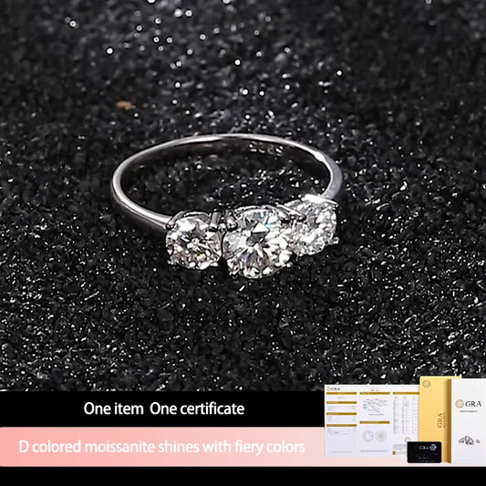 Luckacco Silver Ring With Moissanite 1.6CT D VVS1 Certified Sweet Luxury S925 Rings Jewelry For Women High Design Style Wedding Party
