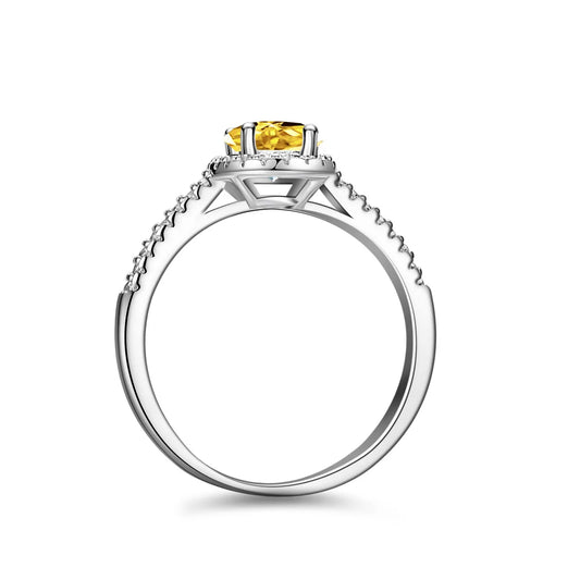 Luckacco 1ct VVS diamond French high-end design Moissanite ring for women 18K true platinum PT950 egg-shaped yellow pigeon egg ring