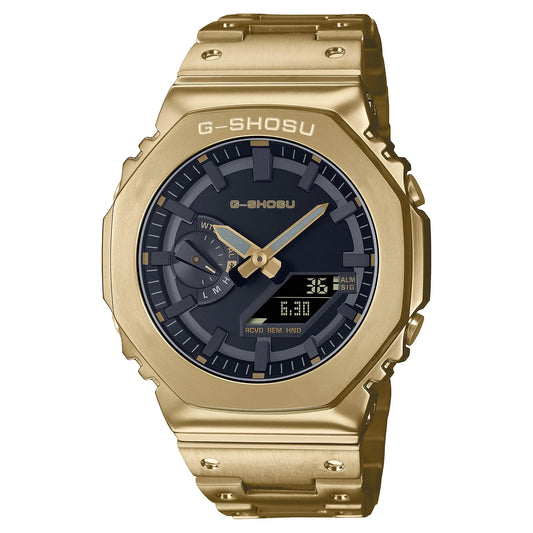 Luckacco Digital Sports Electronic Unisex Watch Full Function LED Alloy Large Dial World Time Steel Strap GMB Oak Series