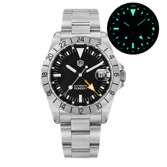Luckacco Watchdives WD16570 V2 Watch NH34 Automatic Movement Sapphire Crystal 20Bar Waterproof Luminous 38mm GMT Vintage Watches