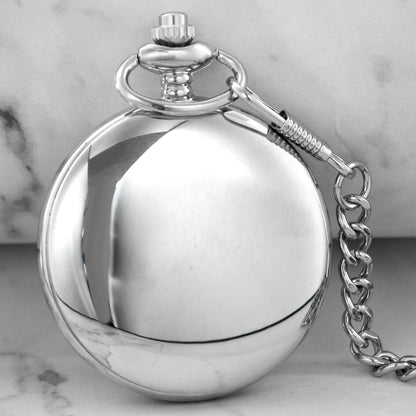 Luckacco All Hunters Retro Silver Smooth Quartz Pocket Watch For Men Women Steampunk Necklace With Chain
