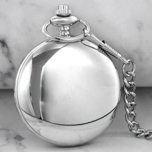 Luckacco All Hunters Retro Silver Smooth Quartz Pocket Watch For Men Women Steampunk Necklace With Chain