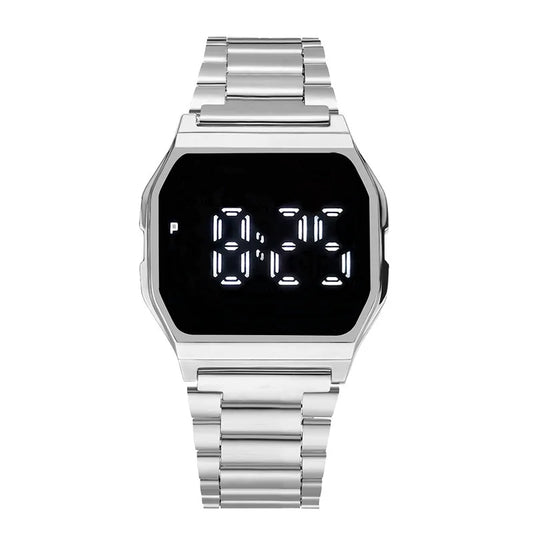 Luckacco Luxury Gold Silver Sports Military Watches Men Women LED Digital Wristwatches Retro F91W Steel Band Electronic Watch Wrist Clock