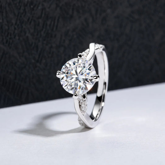 Luckacco 3 Carat D Color Moissanite Engagement Ring, 9mm Round Cut, 925 Sterling Silver Wedding Band, GRA Certified, Bridal Jewelry Gift