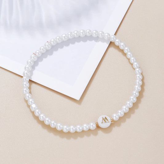 Luckacco New Fashion 26 Letter Bracelet Women Temperament Handmade Simulated Pearl Bead Bracelet For Women Jewelry Gift