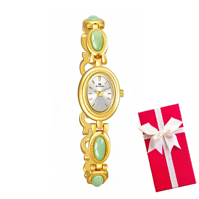 luckacco oval rhinestone 2025 ladies wrist watches top brand luxury for women bracelet watches gold relogio feminino dropshipping fashion
