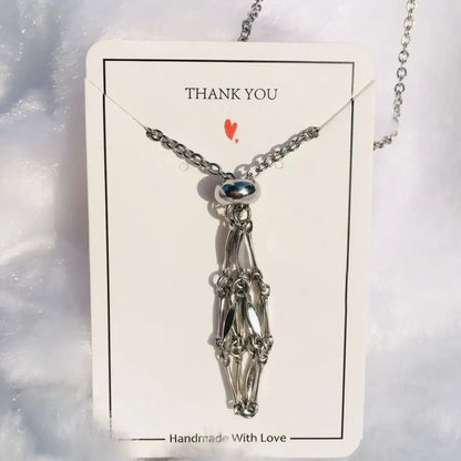 Luckacco Stainless Steel Crystal Holder Cage Necklace Silver Color Interchangeable Stone Holder Necklace Necklace Accessories Gold Color