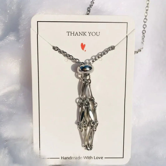 Luckacco Stainless Steel Crystal Holder Cage Necklace Silver Color Interchangeable Stone Holder Necklace Necklace Accessories Gold Color