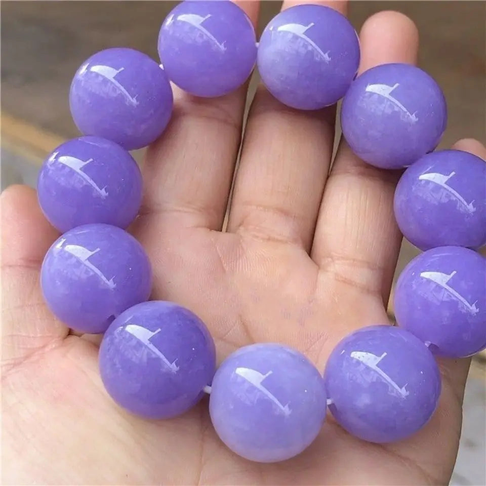 luckacco seed violet large round beads jadeite waxy purple quartzite jade bracelet