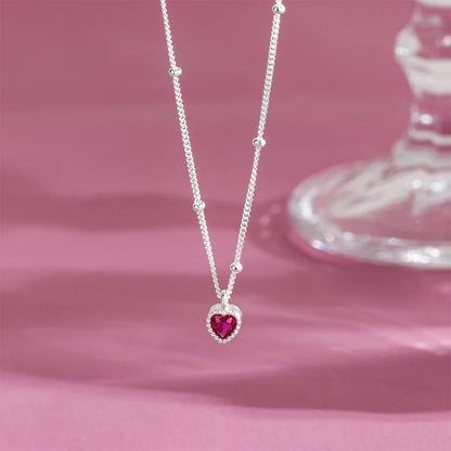 Luckacco 925 Sterling Silver Zircon Heart Interlocking Necklaces For Women Luxury Quality Jewelry Gift Female  Items