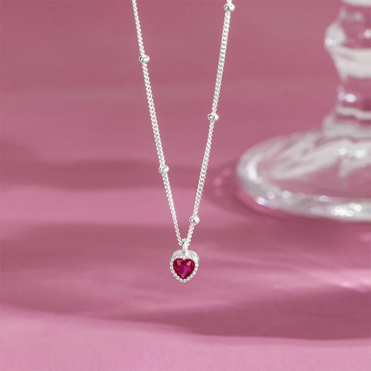 Luckacco 925 Sterling Silver Zircon Heart Interlocking Necklaces For Women Luxury Quality Jewelry Gift Female  Items