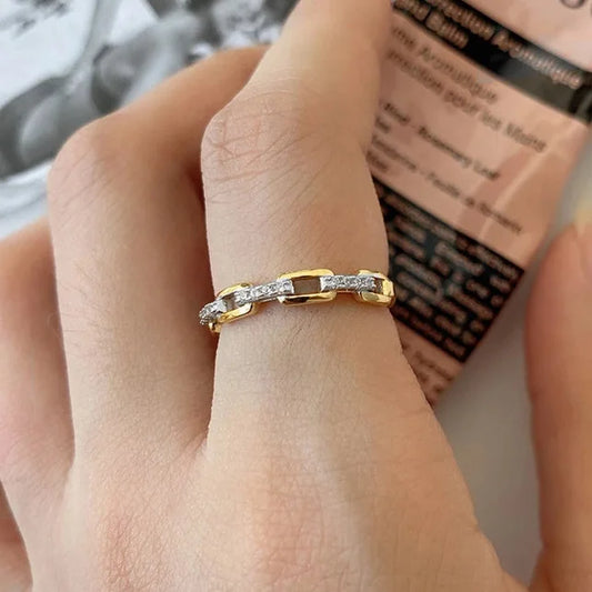 Luckacco Dainty Minimalist Stacking Ring For Women Trend Cubic Zircon Gold Color Crystal Finger Accessories for Female Jewelry Gift R737