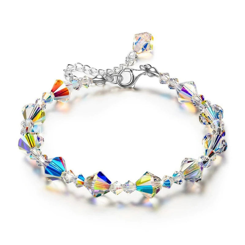 luckacco shiny crystal cube bracelet for women square glass bracelet sparkles exquisite luxury silver color fashion jewelry gift kah154