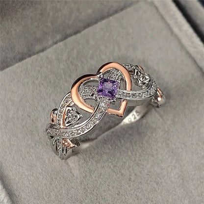 Luckacco Creative Women's Heart Rings with Romantic Rose Flower Design Wedding Engagement Love Rings Hot Sale Aesthetic Jewelry