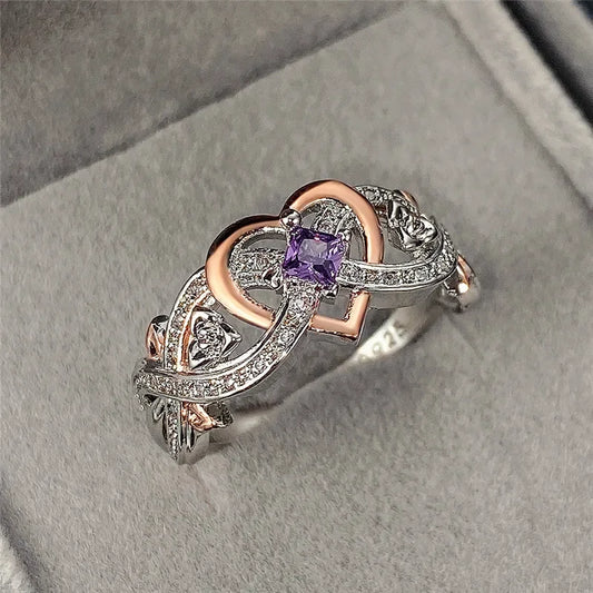 Luckacco Creative Women's Heart Rings with Romantic Rose Flower Design Wedding Engagement Love Rings Hot Sale Aesthetic Jewelry