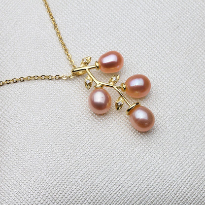 Luckacco Cute New Pink Natural Pearl Pendant For Women,Wedding Freshwater Pearl Necklace Mother Wife Birthday Gift White