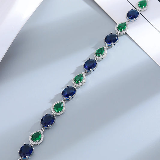 Luckacco Amethyst Purple Zircon Tennis Bracelets Female Real S925 Silver Plated Gemstone Bracelet for Women Birthday Gift
