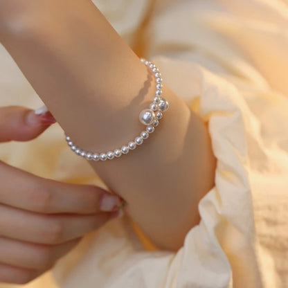 Luckacco french vintage pearl bracelet simple acrylic ball adjustable cuff bracelet for women fashion jewelry dropshipping ﻿