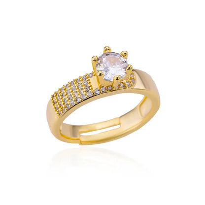 Luckacco Blue Zircon Crown Rings For Women Stainless Steel Adjustable Crown Ring 2023 Trend Design Female Wedding Jewerly