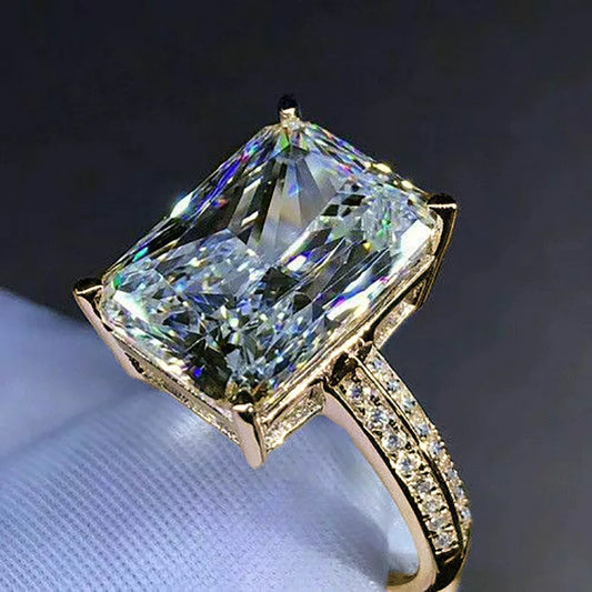 Luckacco Exquisite Gold Color Inlaid with White Stone Round Fashion Rings Fashion Party Engagement Wedding Rings for Women Jewelry