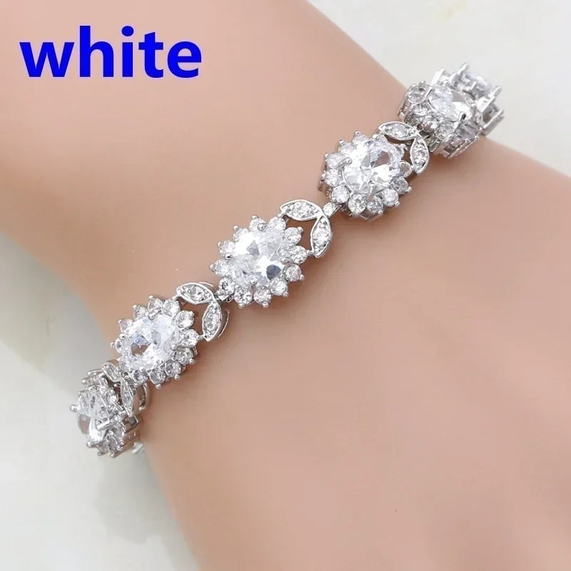 luckacco exquisite shiny tennis ball shape crystal zircon bracelet for women fashion evening party jewelry girls gift