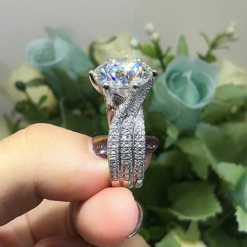 luckacco modern women's wedding rings brilliant crystal cubic zirconia high-quality silver color female ring engagement jewelry