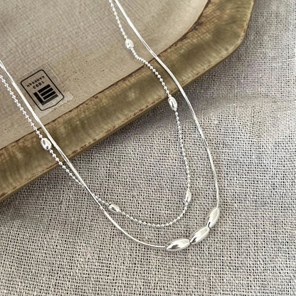 Luckacco 925 Sterling Silver Necklace Simple Style Charm Geometric Shape Pendant Choker Birthday Party Gift for Women Exquisite Jewelry