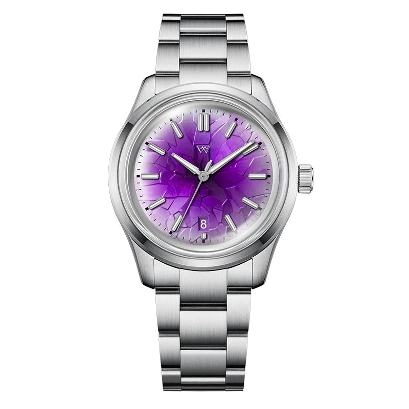 luckacco wm watch automatic mechanical watch nh35 glacier series 100m water resistant ar coated sapphire welly merck watches for man 226m