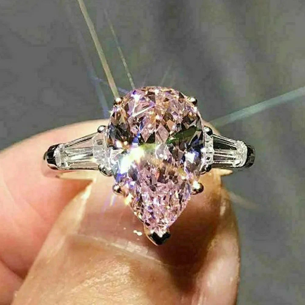 luckacco style pink sparkling zircon princess square engagement ring for ladies and girlfriends luxury proposal  gift fashion jewelry