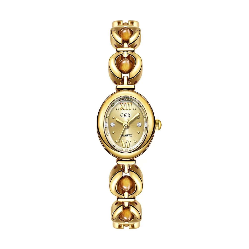 luckacco ladies watch light luxury brand national style zulu green bracelet advanced bead waterproof women fashion quartz wristwatches