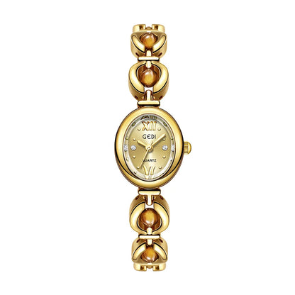 Luckacco Ladies Watch Light Luxury Brand National Style Zulu Green Bracelet Advanced Bead Waterproof Women Fashion Quartz Wristwatches