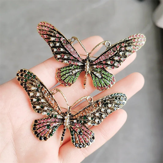 Luckacco Rhinestone Butterfly Brooch Women's Enamel Diamond Big Butterfly Brooches Fashion Fashion Clothes Bag Accessories Brooch