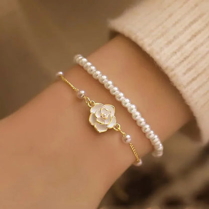 Luckacco Vintage Creativity Irregular Baroque Imitation Pearl Heart Shape Beading Bracelets for Women Fashion Accessories Lucky Tag Gifts