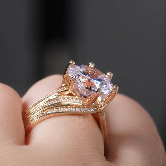 Luckacco Modern Women's Wedding Rings Brilliant Crystal Cubic Zirconia High-quality Silver Color Female Ring Engagement Jewelry