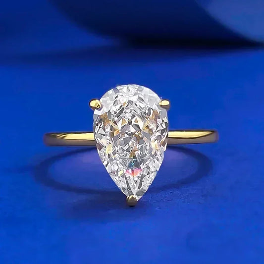 Luckacco 14K Gold Vintage Lab Diamond Ring 100% Real 925 Sterling Silver Party Wedding Band Rings for Women Engagement Jewelry Gift