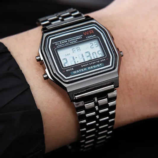 Luckacco F91W Luxury Watch Waterproof Retro Digital Stainless Steel Sports Military Watches Men Women Electronic Wrist Watches Clock