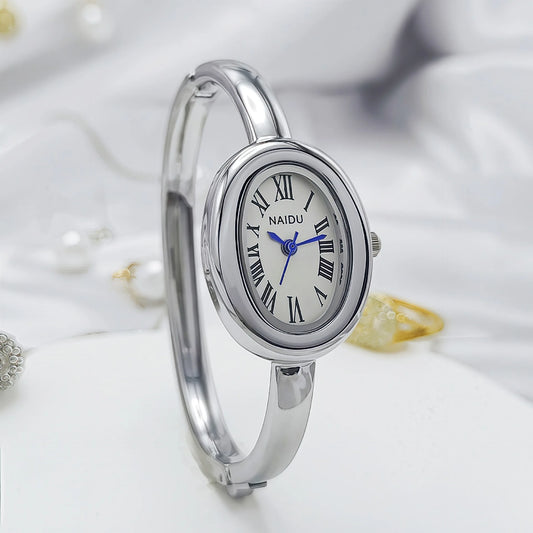 Luckacco Luxury Women Roman Oval Dial Quartz Watch Brand Luxury Gold Color Bangle Wristwatch Relogio Feminino Gifts Clock Montre Femme